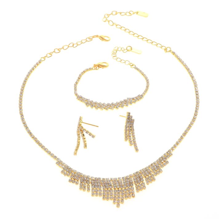 Rhinestone Necklace Bracelet Set 