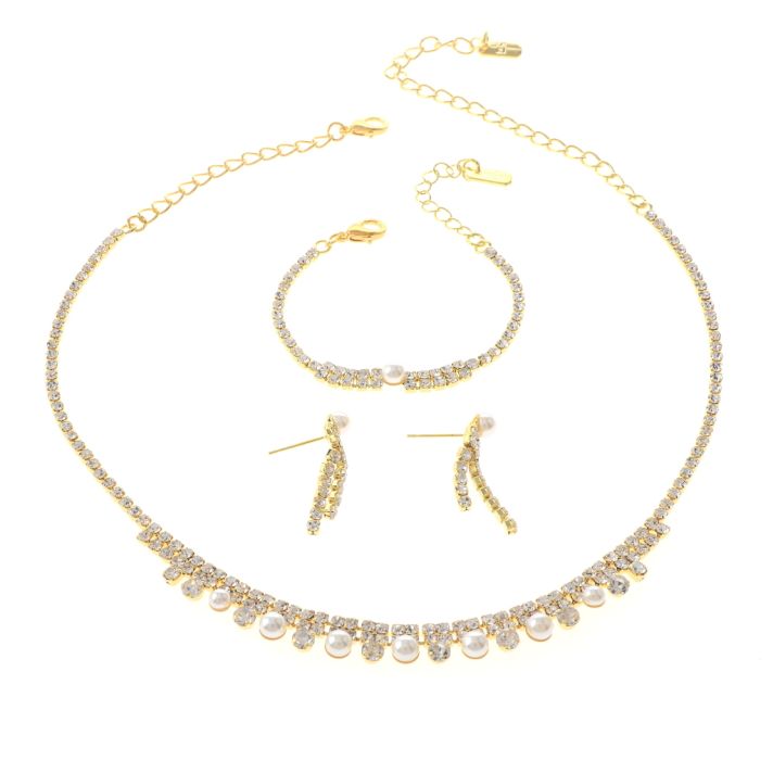 Rhinestone Necklace Bracelet Set 