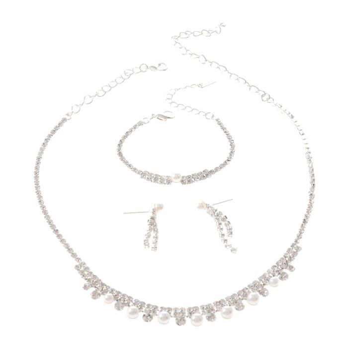 Rhinestone Necklace Bracelet Set 