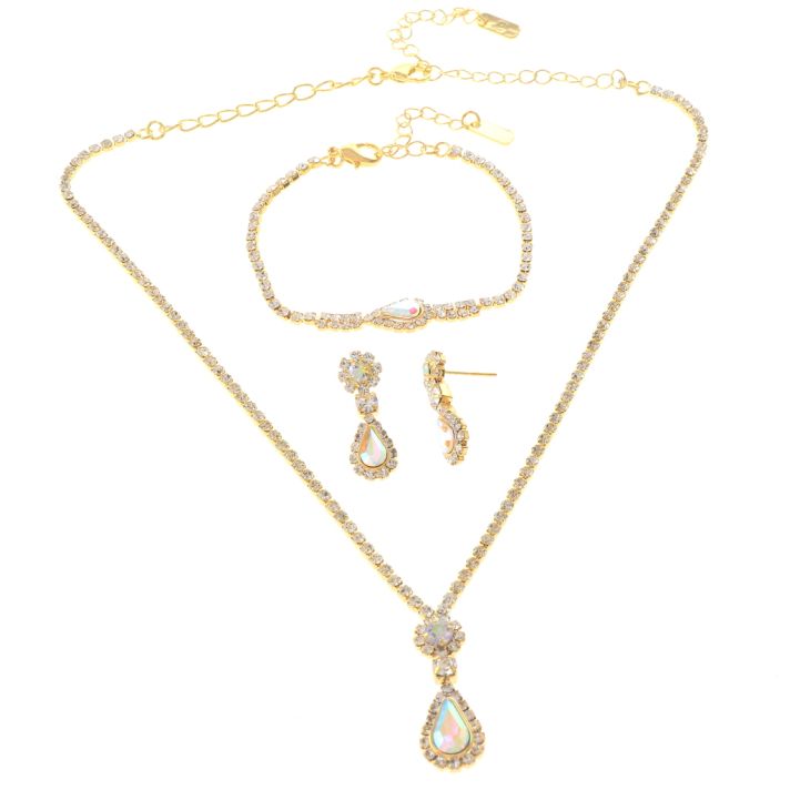 Rhinestone Necklace Bracelet Set 