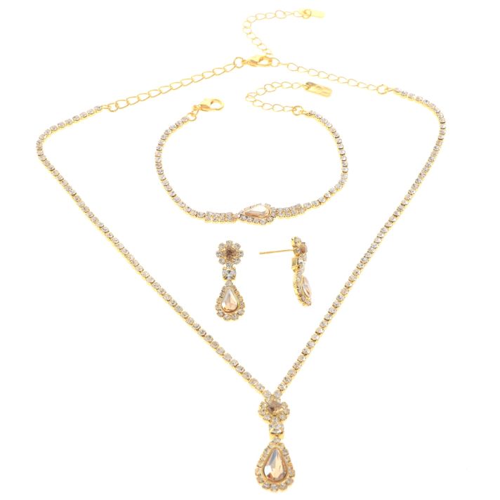 Rhinestone Necklace Bracelet Set 