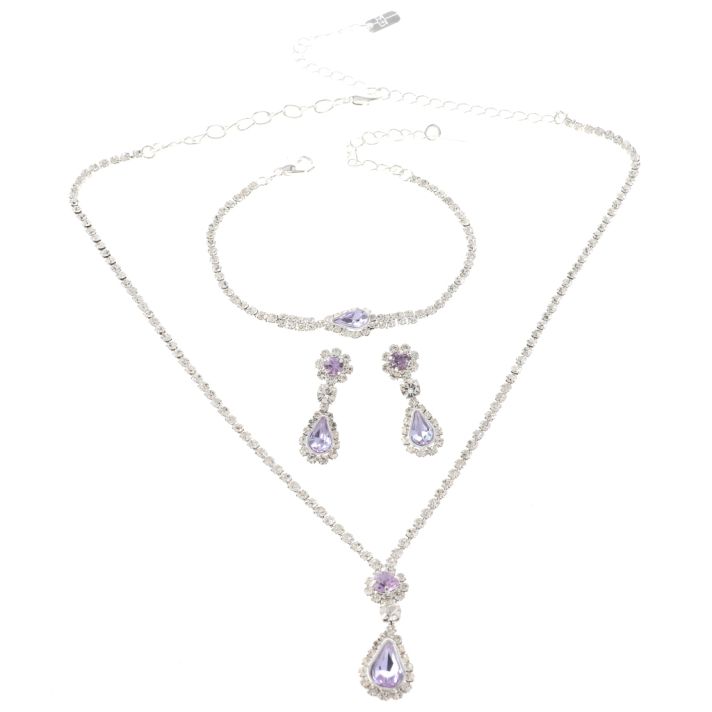 Rhinestone Necklace Bracelet Set 