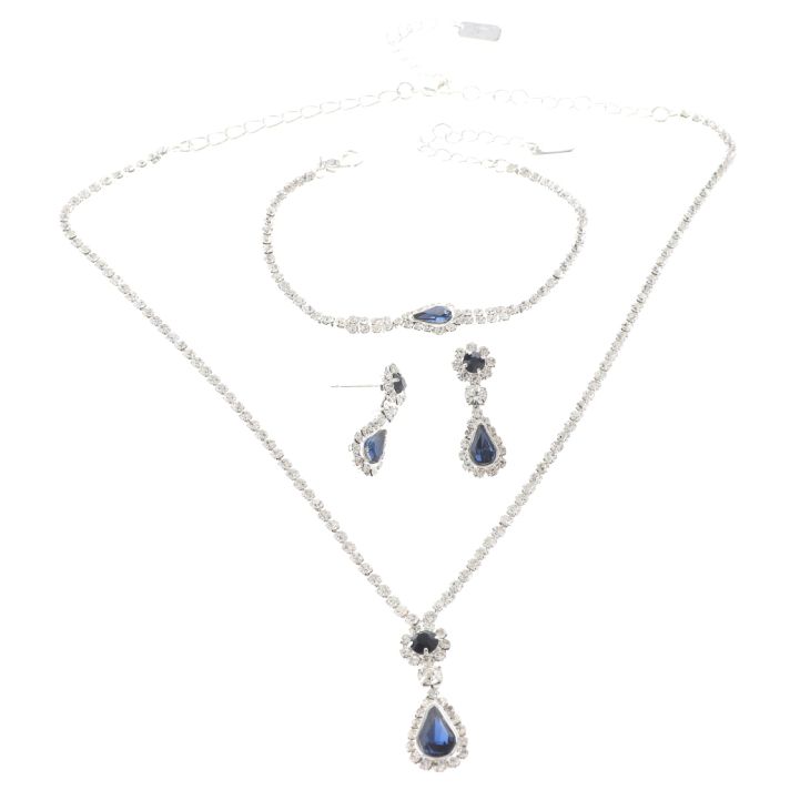 Rhinestone Necklace Bracelet Set 