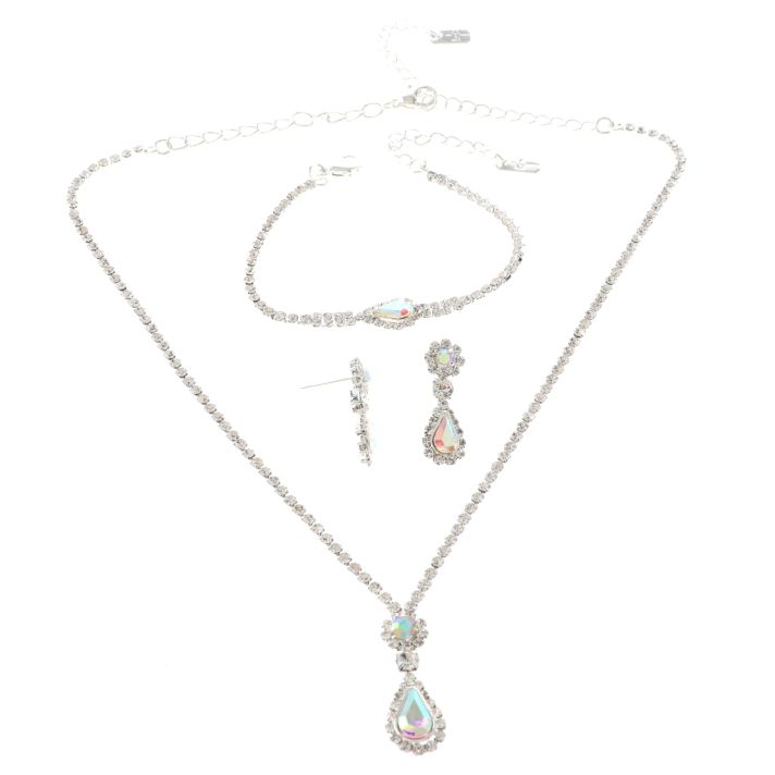 Rhinestone Necklace Bracelet Set 