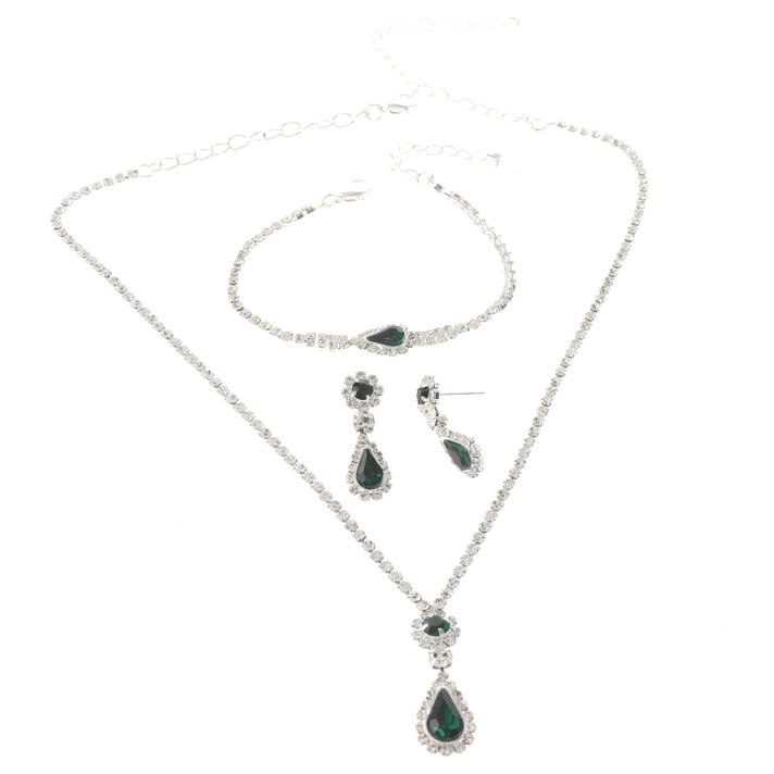 Rhinestone Necklace Bracelet Set 