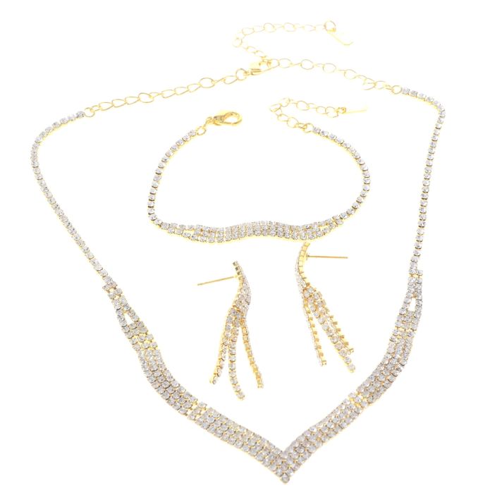 Rhinestone Necklace Bracelet Set 