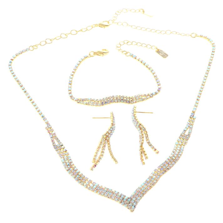 Rhinestone Necklace Bracelet Set 