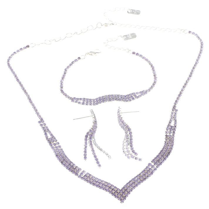 Rhinestone Necklace Bracelet Set 