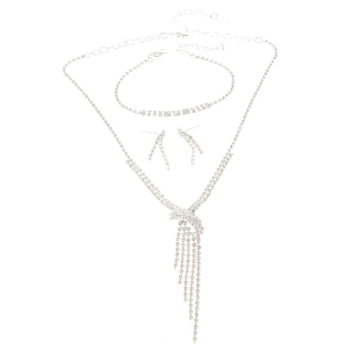 Rhinestone Necklace Bracelet Set 