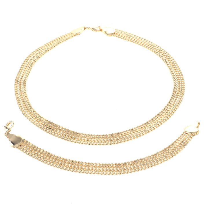 Gold Plated Necklace Bracelet Set