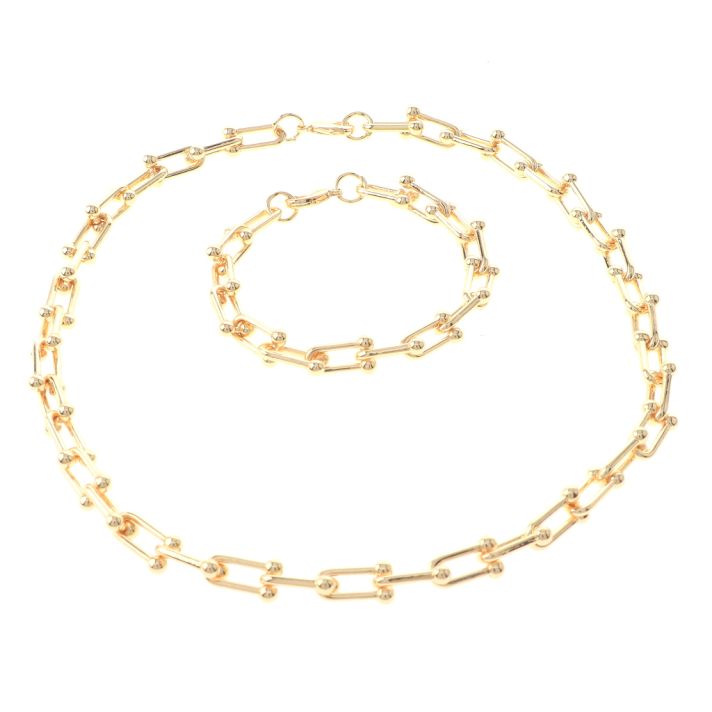 Gold Plated Necklace Bracelet Set