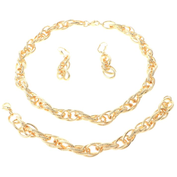 Gold Plated Necklace Bracelet Set