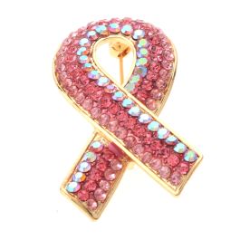 Crystal Pink Ribbon Brooch, SKU: P1614-GPK | Ur Eternity
