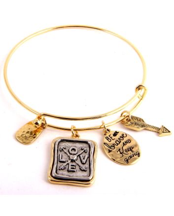 "Be brave and keep going " LOVE charm bracelet 