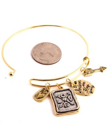 "Be brave and keep going " LOVE charm bracelet 