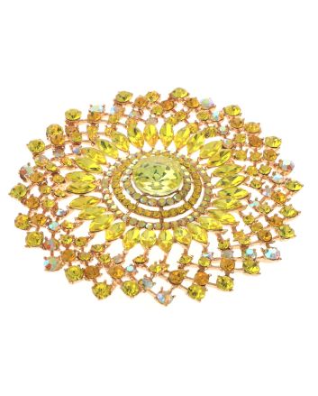 Large Crystal Flower Brooch