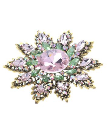 Large Crystal Flower Brooch