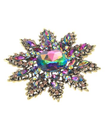 Large Crystal Flower Brooch