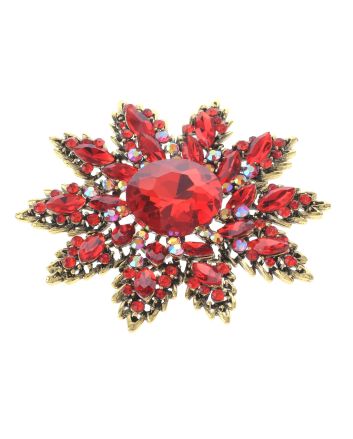 Large Crystal Flower Brooch