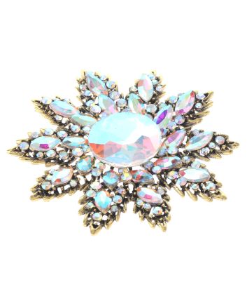 Large Crystal Flower Brooch