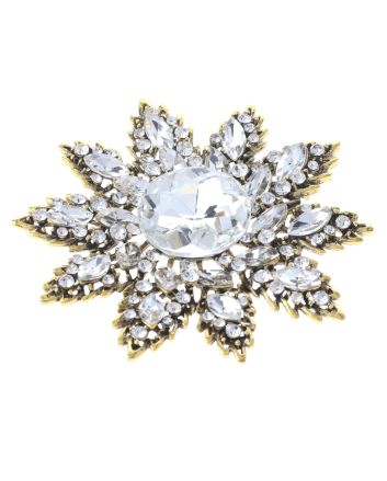 Large Crystal Flower Brooch