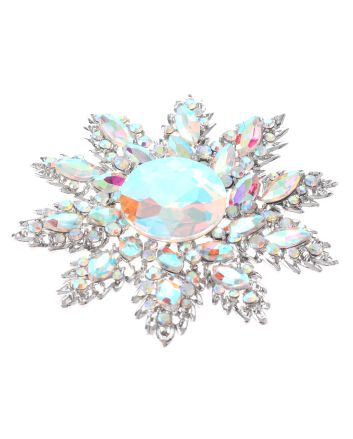 Large Crystal Flower Brooch