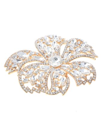 Large Crystal Flower Brooch