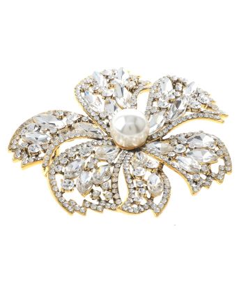 Large Crystal Flower Brooch
