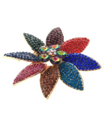 Large Crystal Flower Brooch