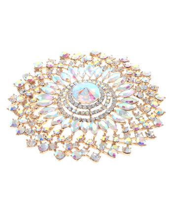 Large Crystal Flower Brooch