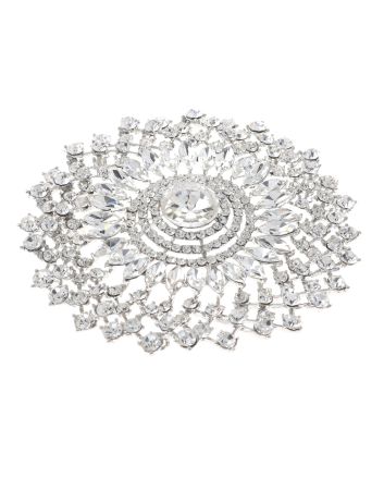 Large Crystal Flower Brooch
