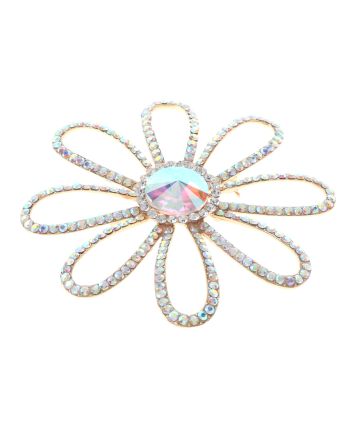 Large Crystal Flower Brooch