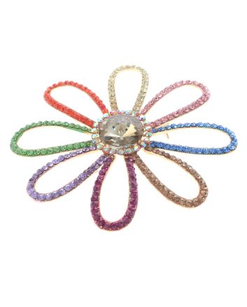Large Crystal Flower Brooch