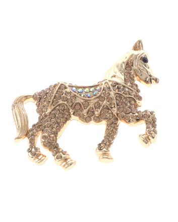 Crystal Horse Brooch