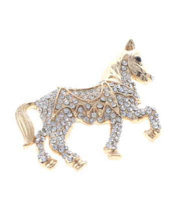 Crystal Horse Brooch