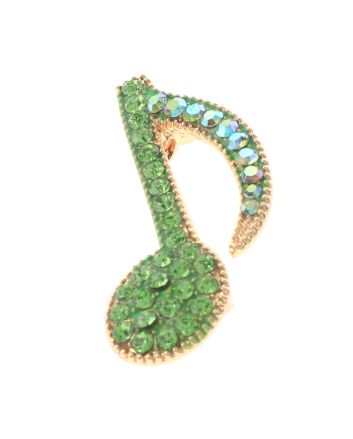 Crystal Music Note Brooch