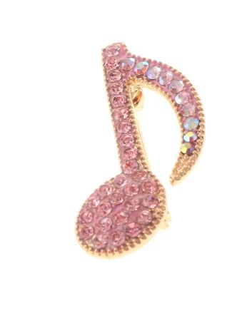 Crystal Music Note Brooch