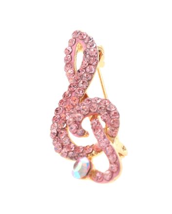 Crystal Treble Clef Brooch