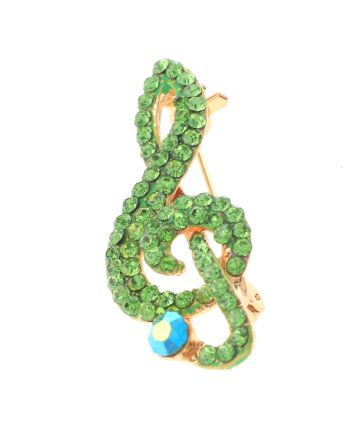 Crystal Treble Clef Brooch