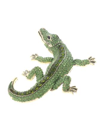 Large Alligator Rhinestone Brooch