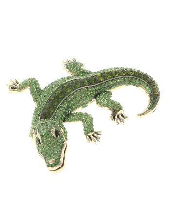 Large Alligator Rhinestone Brooch