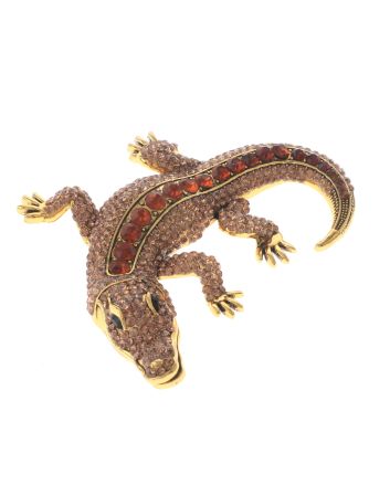 Large Alligator Rhinestone Brooch