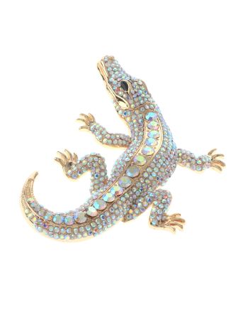 Large Alligator Rhinestone Brooch