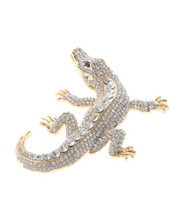 Large Alligator Rhinestone Brooch