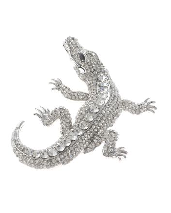 Large Alligator Rhinestone Brooch
