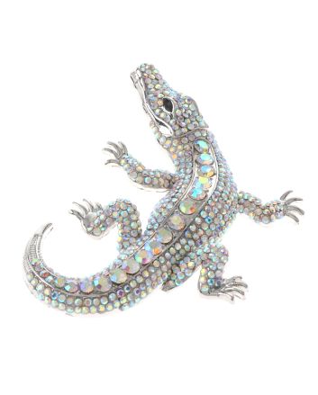 Large Alligator Rhinestone Brooch