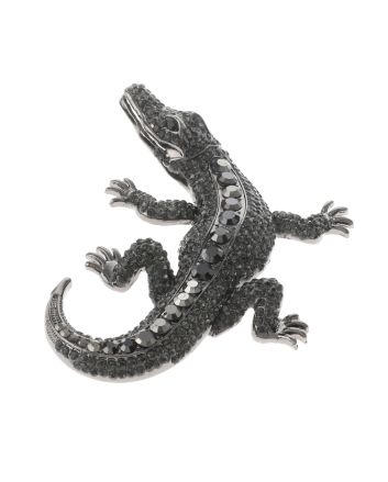 Large Alligator Rhinestone Brooch