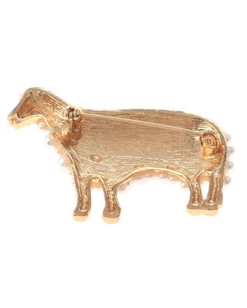 Synthetic Pearl Sheep Brooch