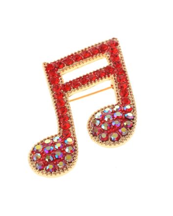 Crystal Music Note Brooch