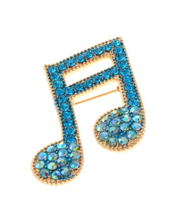 Crystal Music Note Brooch